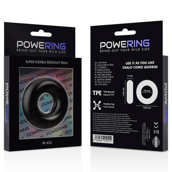POWERING - SUPER FLEXIBLE AND RESISTANT PENIS RING 4.5CM BLACK POWERING - 12
