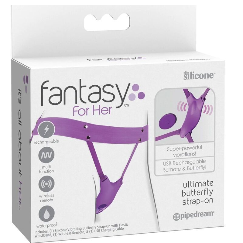 FANTASY FOR HER - BUTTERFLY HARNESS, VIBRATING RECHARGEABLE & REMOTE CONTROL PURPLE FANTASY FOR HER - 5