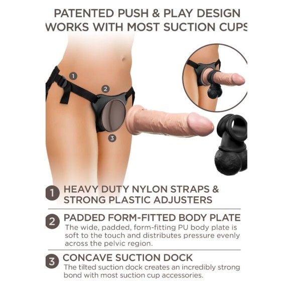 KING COCK - ELITE DELUXE ADJUSTABLE HARNESS KIT RING WITH TESTICLES & DILDO 20.3 CM KING COCK - 11