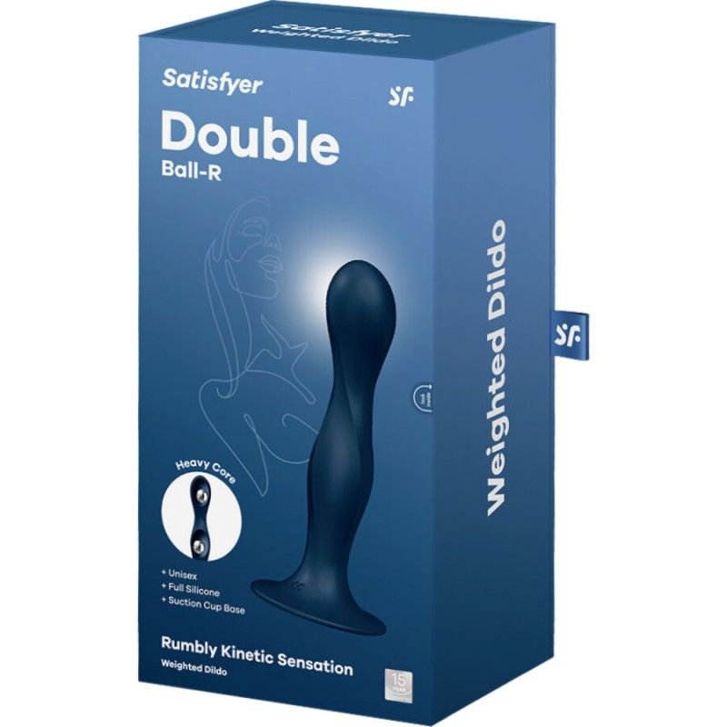 SATISFYER - DOUBLE BALL-R SILICONE DILDO BLUE SATISFYER PLUGS - 4