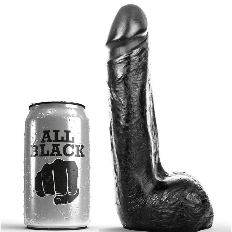 ALL BLACK - SOFT BLACK REALISTIC DILDO 20 CM ALL BLACK - 1