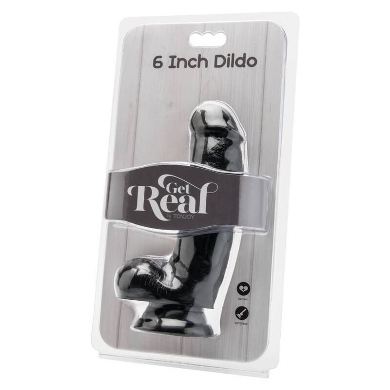 GET REAL - DILDO 12 CM WITH BALLS BLACK GET REAL - 2