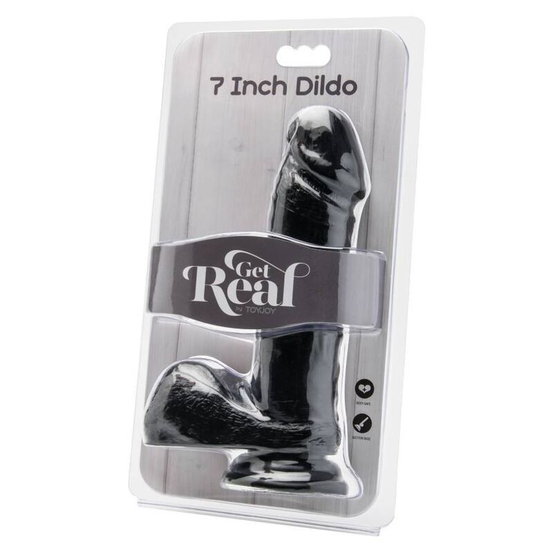 GET REAL - DILDO 18 CM WITH BALLS BLACK GET REAL - 2