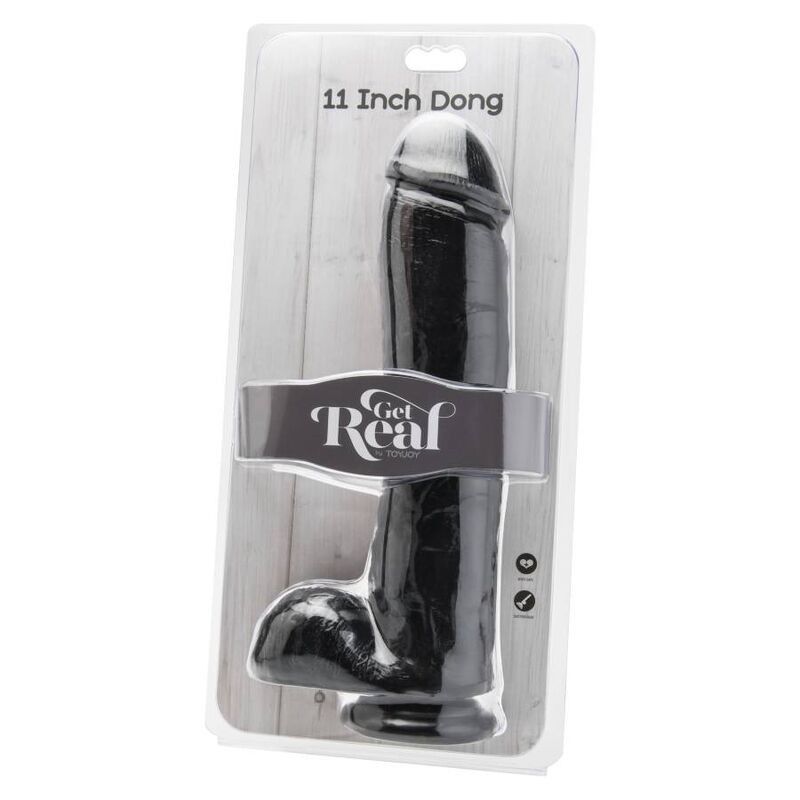 GET REAL - DILDO 28 CM WITH BALLS BLACK GET REAL - 2