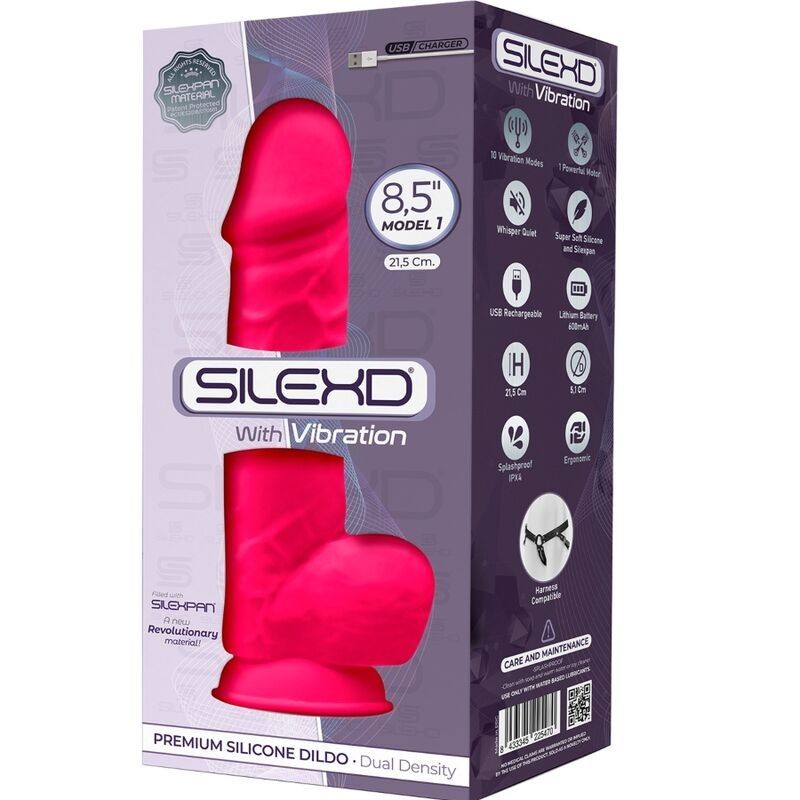 SILEXD - MODEL 1 REALISTIC PENIS VIBRATOR SILICONE PREMIUM SILEXPAN FUCHSIA 21.5 CM SILEXD - 2