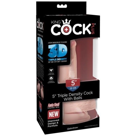 KING COCK - TRIPLE DENSITY DILDO 13 CM WITH TESTICLES KING COCK PLUS - 8