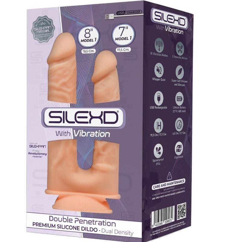 SILEXD - MODEL 1 REALISTIC PENIS DOUBLE PENETRATION VIBRATOR PREMIUM SILEXPAN SILICONE 17.5 / 19.5 CM SILEXD - 2