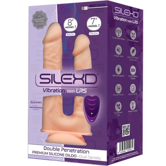 SILEXD - MODEL 1 REALISTIC PENIS DOUBLE PENETRATION VIBRATOR PREMIUM SILEXPAN SILICONE REMOTE CONTROL 17.5 / 19.5 CM SILEXD - 3