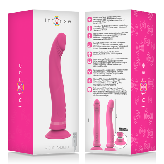 INTENSE - MICHELANGELO PINK SILICONE VIBRATOR DILDO INTENSE FUN - 7