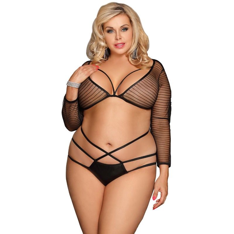 SUBBLIME - QUEEN PLUS STRAPPY TOP AND PANTIES SET SUBBLIME QUEEN PLUS SIZE - 1