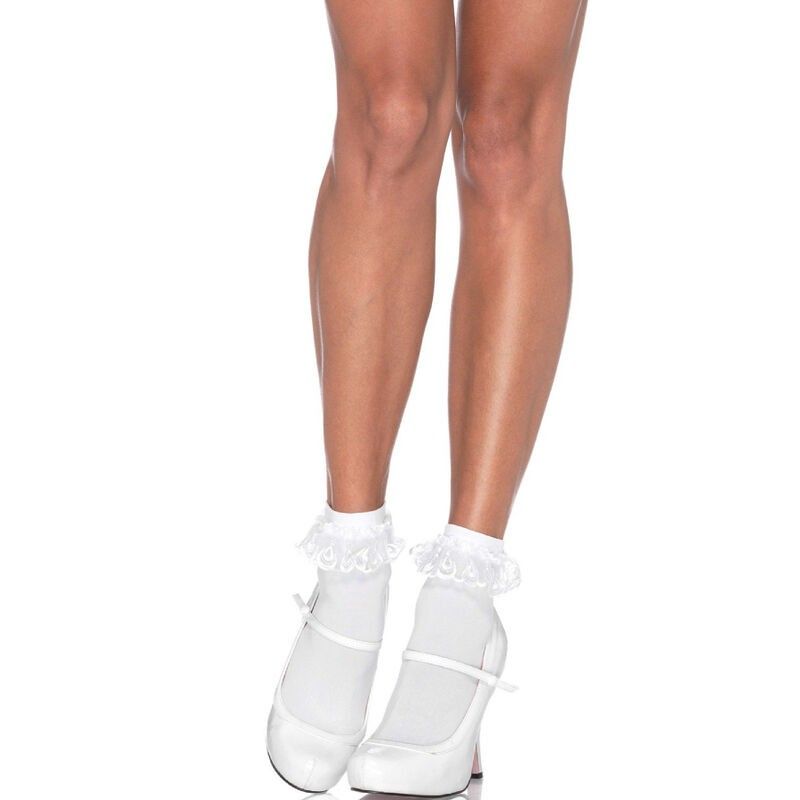 LEG AVENUE - WHITE LACE RUFFLE SOCKS LEG AVENUE HOSIERY - 1