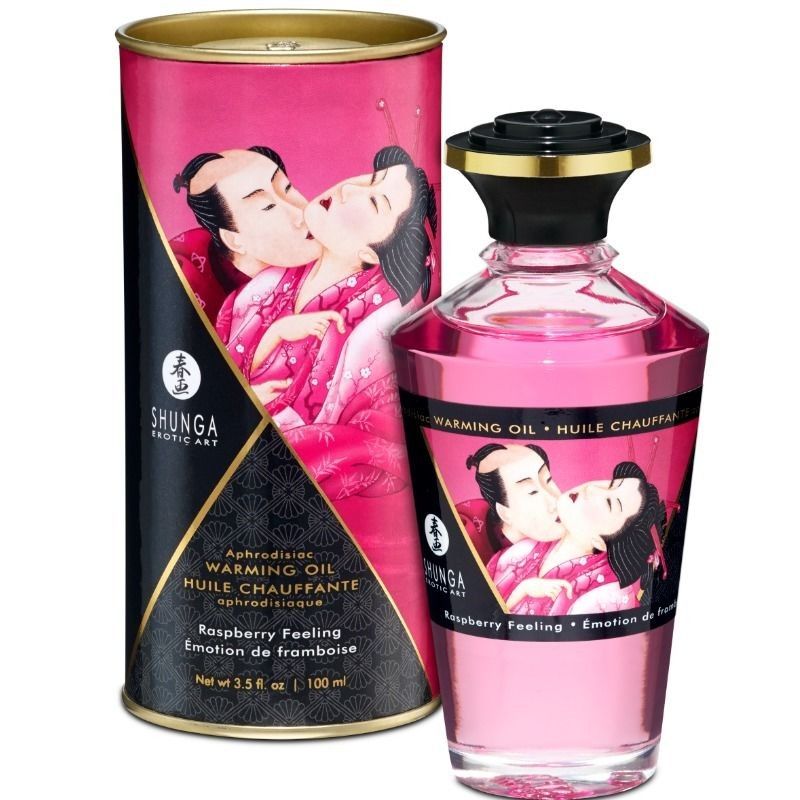 SHUNGA - HEAT EFFECT MASSAGE OIL INTENSE RASPBERRY FLAVOR 100 ML SHUNGA OILS - 1