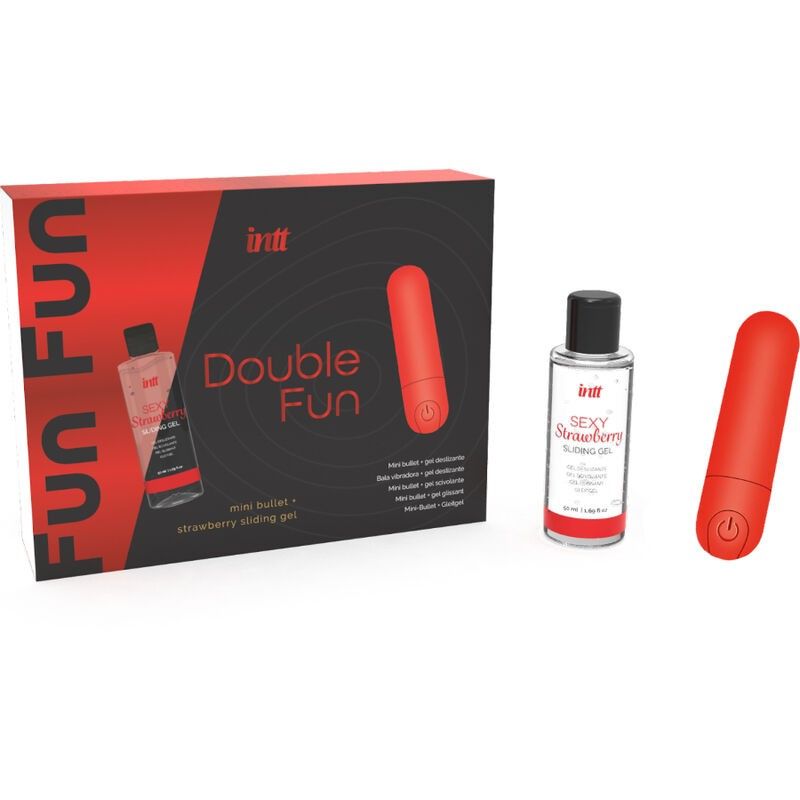 INTT RELEASES - DOUBLE FUN KIT WITH VIBRATING BULLET AND STRAWBERRY MASSAGE GEL INTT RELEASES - 3