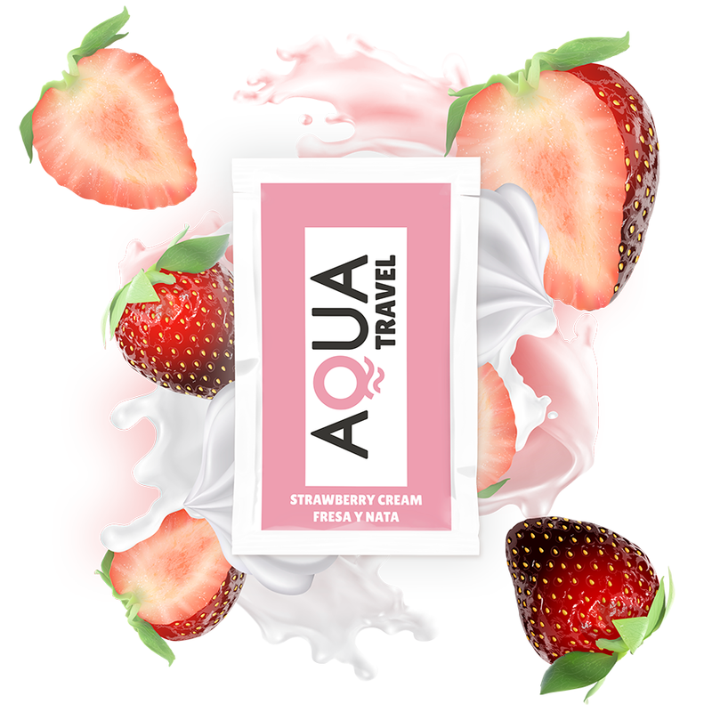 AQUA TRAVEL - STRAWBERRY CREAM FLAVOUR WATERBASED LUBRICANT 6 ML AQUA TRAVEL - 1