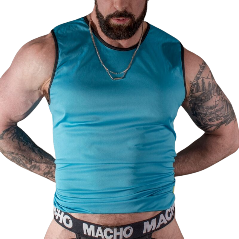 MACHO - BLUE T-SHIRT S/M MACHO UNDERWEAR - 1
