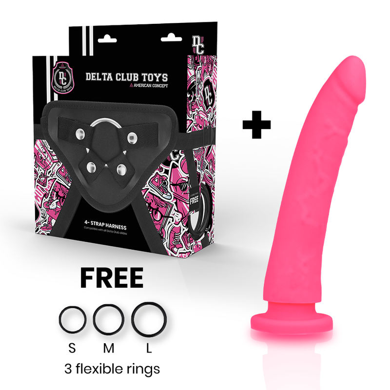 DELTA CLUB - TOYS HARNESS + DONG PINK SILICONE 17 X 3 CM DELTACLUB - 2