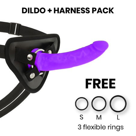 DELTA CLUB - TOYS HARNESS + DONG PURPLE SILICONE 17 X 3 CM