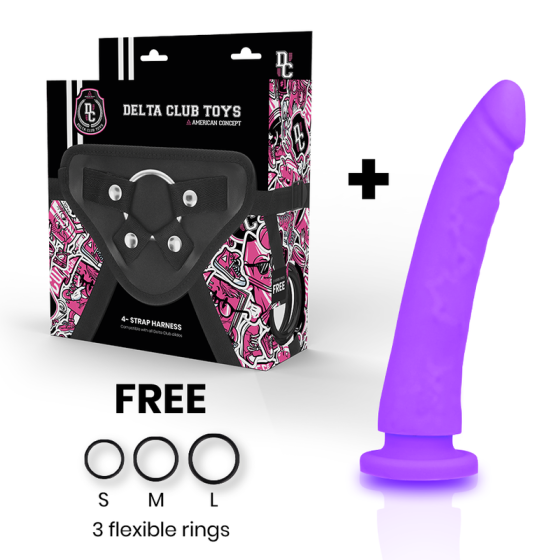 DELTA CLUB - TOYS HARNESS + DONG PURPLE SILICONE 17 X 3 CM DELTACLUB - 2