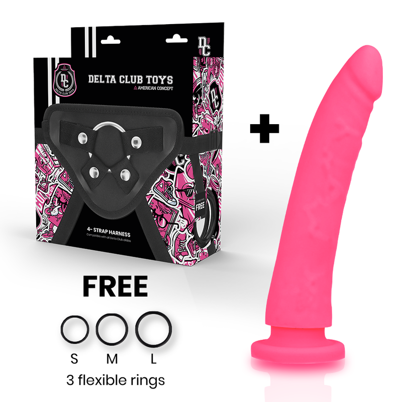 DELTA CLUB - TOYS HARNESS + DONG PINK SILICONE 20 X 4 CM DELTACLUB - 2