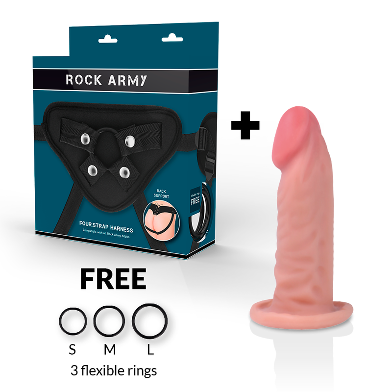 ROCKARMY - HARNESS + DUAL DENSITY TIGER REALISTIC DILDO 14CM ROCK ARMY - 2