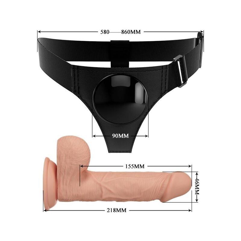 PRETTY LOVE - HARNESS BRIEFS UNIVERSAL HARNESS WITH DILDO JERRY 21.8 CM NATURAL PRETTY LOVE - 6