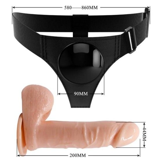 PRETTY LOVE - HARNESS BRIEFS UNIVERSAL HARNESS WITH DILDO TOM 20 CM NATURAL PRETTY LOVE - 6