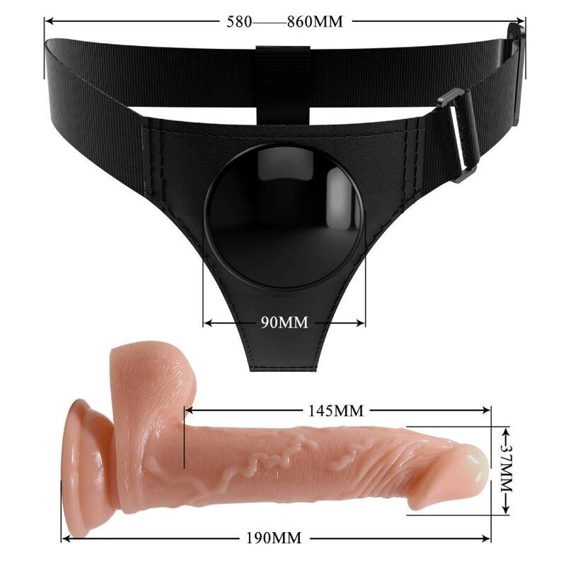 PRETTY LOVE - HARNESS BRIEFS UNIVERSAL HARNESS WITH DILDO KEVIN 19 CM NATURAL PRETTY LOVE - 6