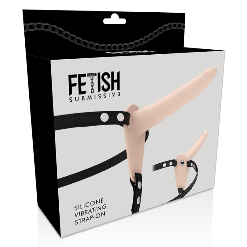 FETISH SUBMISSIVE HARNESS - FLESH SILICONE VIBRATOR 15 CM FETISH SUBMISSIVE HARNESS - 3