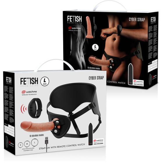 FETISH SUBMISSIVE CYBER STRAP - HARNESS WITH DILDO AND BULLET REMOTE CONTROL WATCHME L TECHNOLOGY FETISH SUBMISSIVE CYBER STRAP 