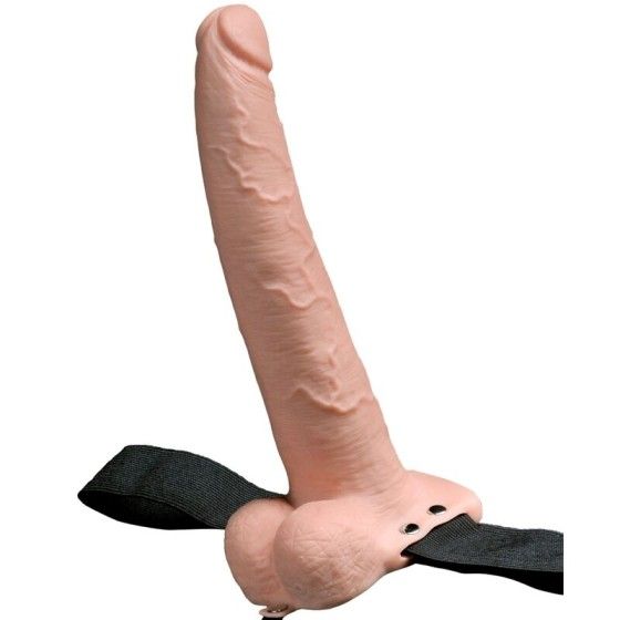 FETISH FANTASY SERIES - ADJUSTABLE HARNESS REALISTIC PENIS WITH BALLS RECHARGEABLE AND VIBRATOR 23 CM