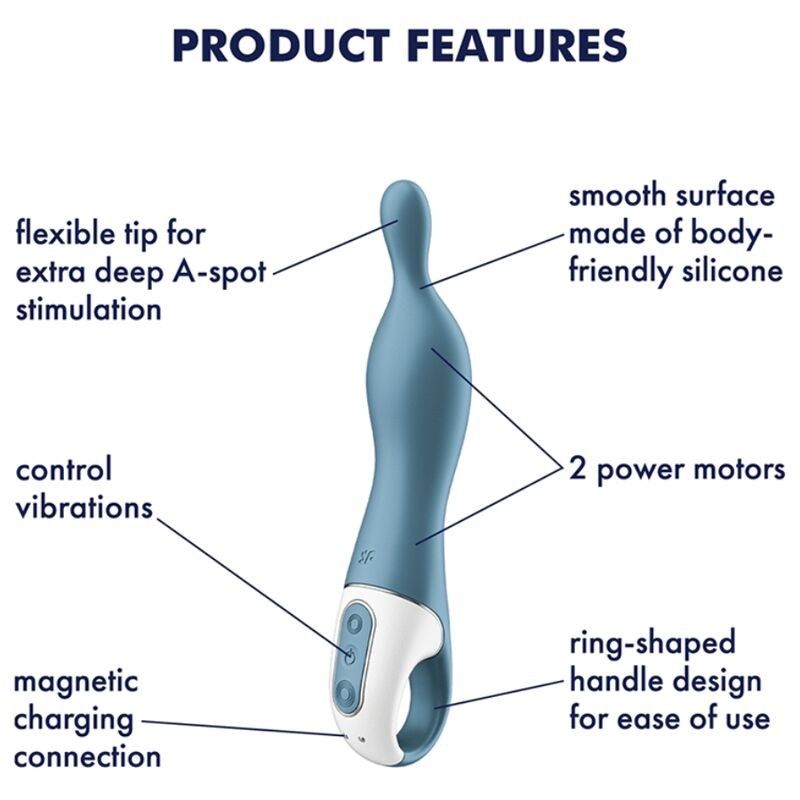 SATISFYER - AMAZING 1 ASPOT VIBRATOR BLUE SATISFYER VIBRATOR - 4