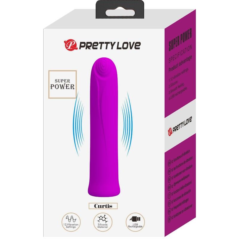 PRETTY LOVE - CURTIS MINI SUPER POWER VIBRATOR 12 VIOLET SILICONE VIBRATIONS PRETTY LOVE FLIRTATION - 7