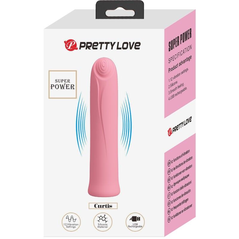 PRETTY LOVE - CURTIS MINI SUPER POWER VIBRATOR 12 PINK SILICONE VIBRATIONS PRETTY LOVE FLIRTATION - 6