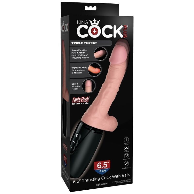 KING COCK - PLUS TRIPLE THREAT LIGHT SKIN TONE KING COCK PLUS - 9