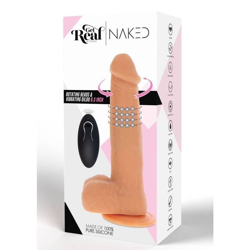 GET REAL - ROTATING BEADS VIBRATING DILDO SKIN GET REAL - 6