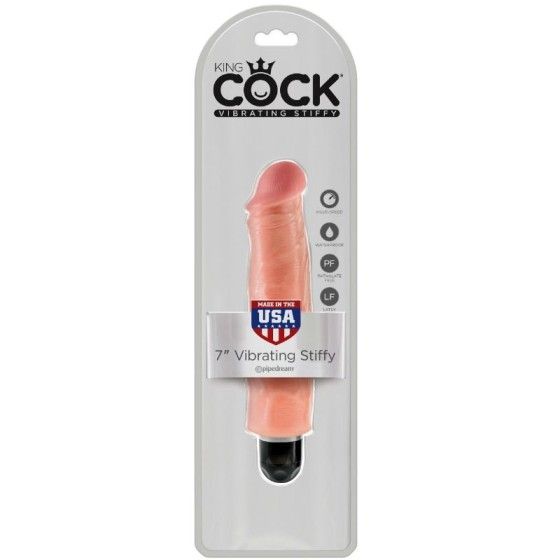 KING COCK - 17.8 CM VIBRATING STIFFY FLESH KING COCK - 3