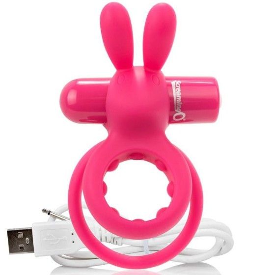 SCREAMING O - RECHARGEABLE DOUBLE RING WITH RABBIT HARE PINK SCREAMING O - 1