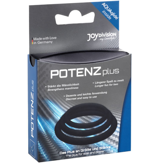 JOYDIVISION POTENZDUO - PLUS 3 BLACK RINGS SET - S, M, L JOYDIVISION POTENZDUO - 3