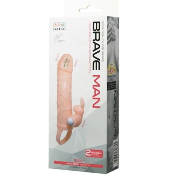 BAILE - BRAVE MAN PENIS COVER WITH RABBIT AND DOUBLE ENGINE FLESH 16.5 CM BAILE FOR HIM - 9