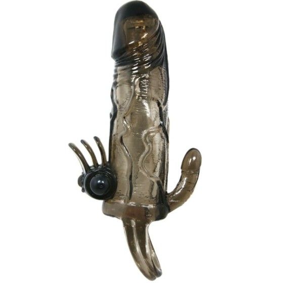 BAILE - BRAVE MAN PENIS COVER WITH CLIT AND ANAL STIMULATION DOUBLE BULLET BLACK 16.5 CM BAILE FOR HIM - 3