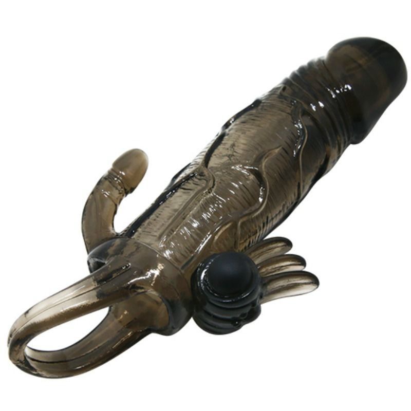 BAILE - BRAVE MAN PENIS COVER WITH CLIT AND ANAL STIMULATION DOUBLE BULLET BLACK 16.5 CM BAILE FOR HIM - 5