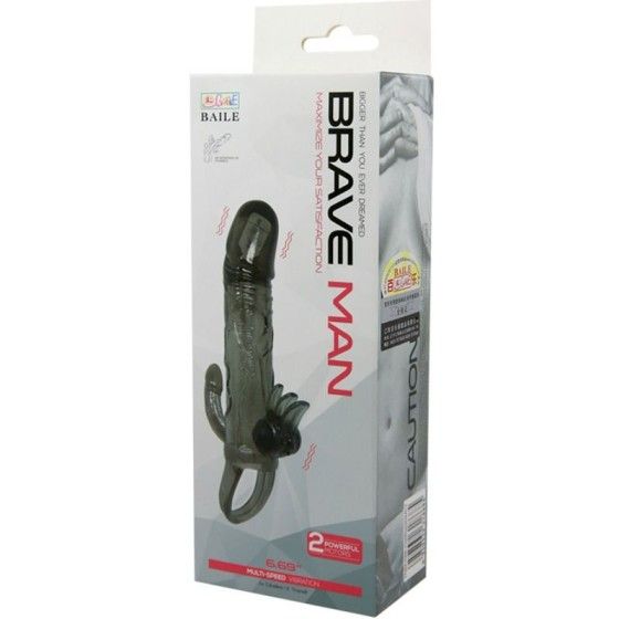 BAILE - BRAVE MAN PENIS COVER WITH CLIT AND ANAL STIMULATION DOUBLE BULLET BLACK 16.5 CM BAILE FOR HIM - 10