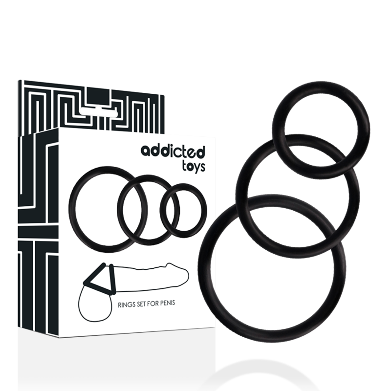 ADDICTED TOYS - RINGS SET FOR PENIS BLACK ADDICTED TOYS - 2