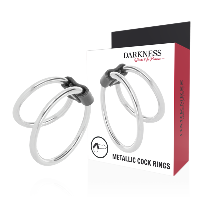 DARKNESS - DOUBLE METAL PENIS RING DARKNESS SENSATIONS - 1