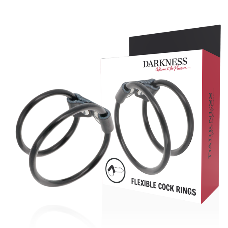 DARKNESS - DOUBLE FLEXIBLE PENIS RING DARKNESS SENSATIONS - 1