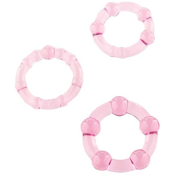 SEVEN CREATIONS - SET OF THREE PINK PENIS RINGS