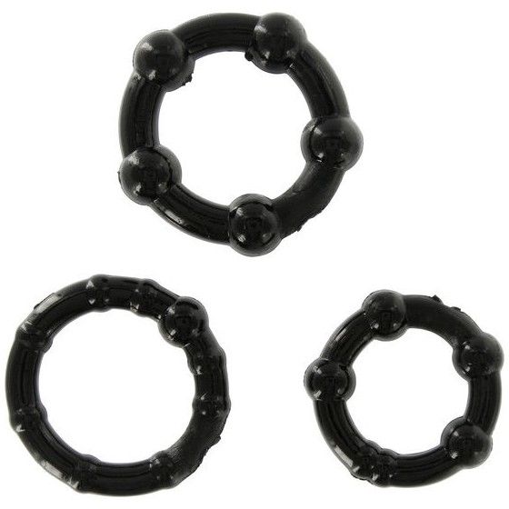SEVEN CREATIONS - SET OF THREE BLACK PENIS RINGS SEVEN CREATIONS - 1