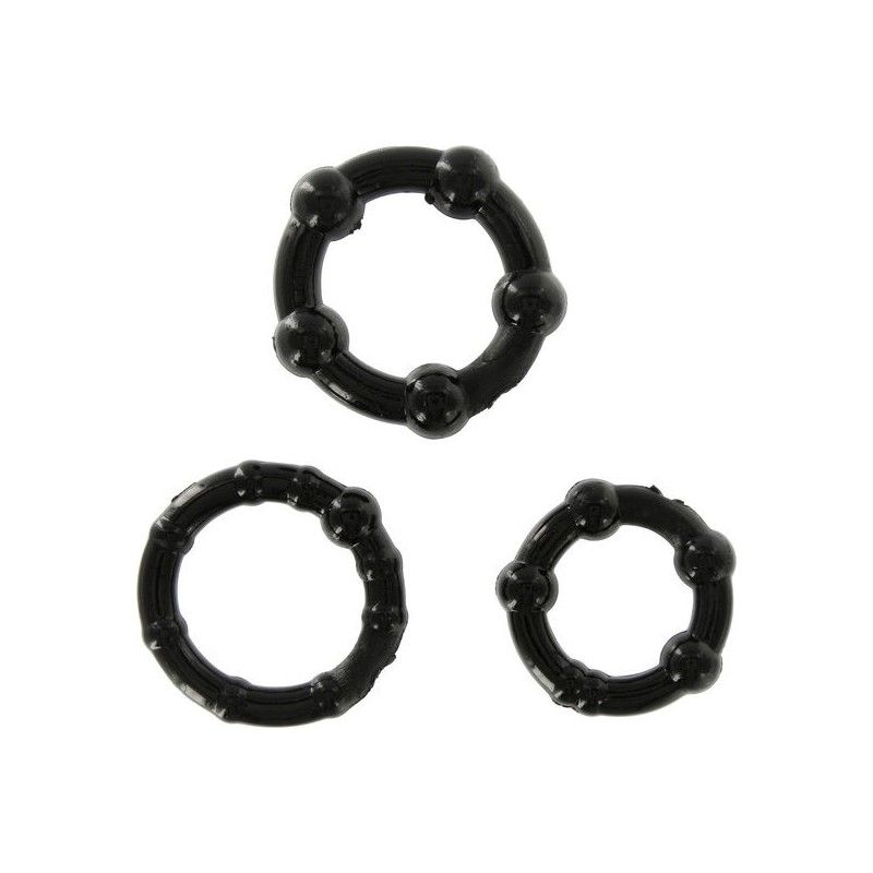 SEVEN CREATIONS - SET OF THREE BLACK PENIS RINGS SEVEN CREATIONS - 1