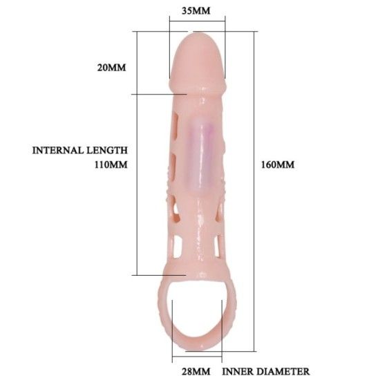 BAILE - PENIS EXTENDER COVER WITH VIBRATION AND NATURAL STRAP 13.5 CM BAILE FOR HIM - 7