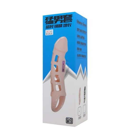 BAILE - PENIS EXTENDER COVER WITH VIBRATION AND NATURAL STRAP 13.5 CM BAILE FOR HIM - 8